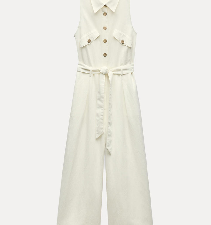Moudda ZARA - Combinaison chemise en lin/coton courte ceinturée - Tunisie 2