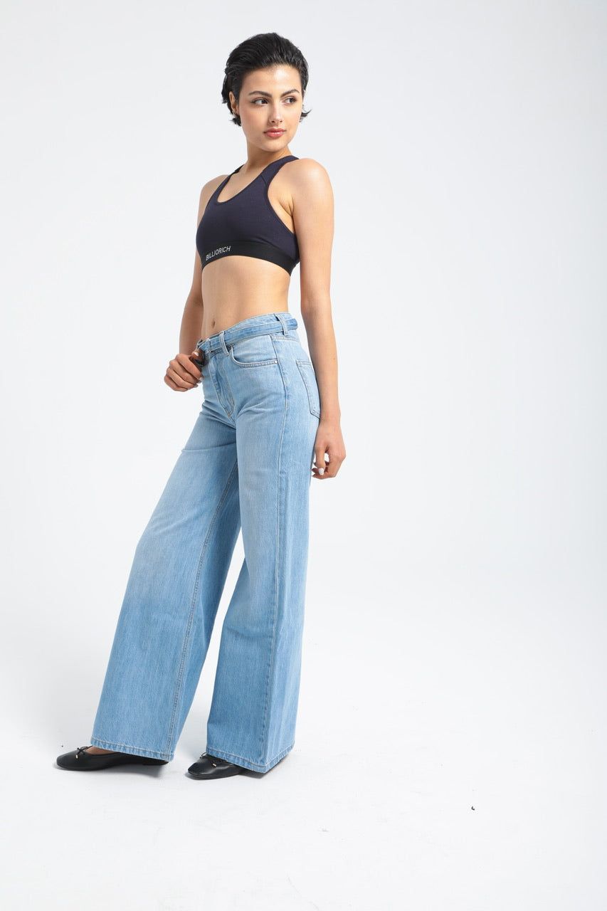 Moudda Billiorich - Pantalon large en denim avec ceinture à la taille - 2