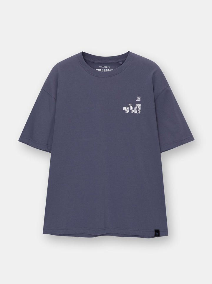 Moudda PULL & BEAR - T-Shirt Demi-Manches Lavé Texte Crack - Tunisie 1