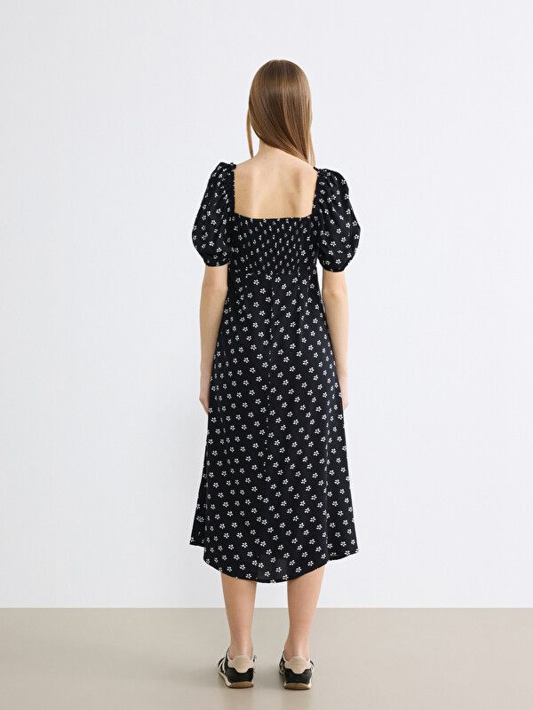 Moudda LC Waikiki - Robe manches courtes en tissu pour Femme couleur Noir imprimé - Tunisie 3
