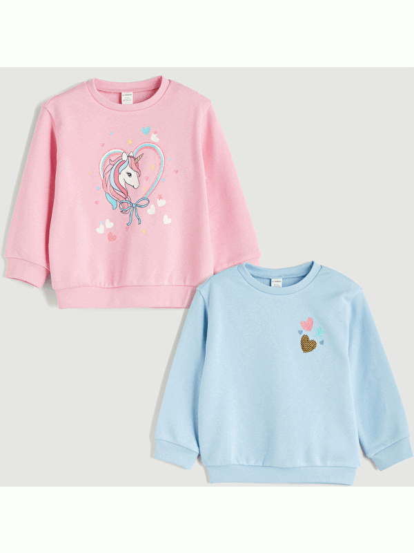 Moudda LC Waikiki - Pack sweatshirt jersey Fille Rose - Tunisie 4