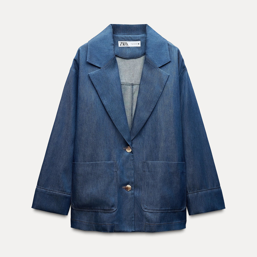 Moudda ZARA - Set veste en lin indigo oversized - Tunisie 1