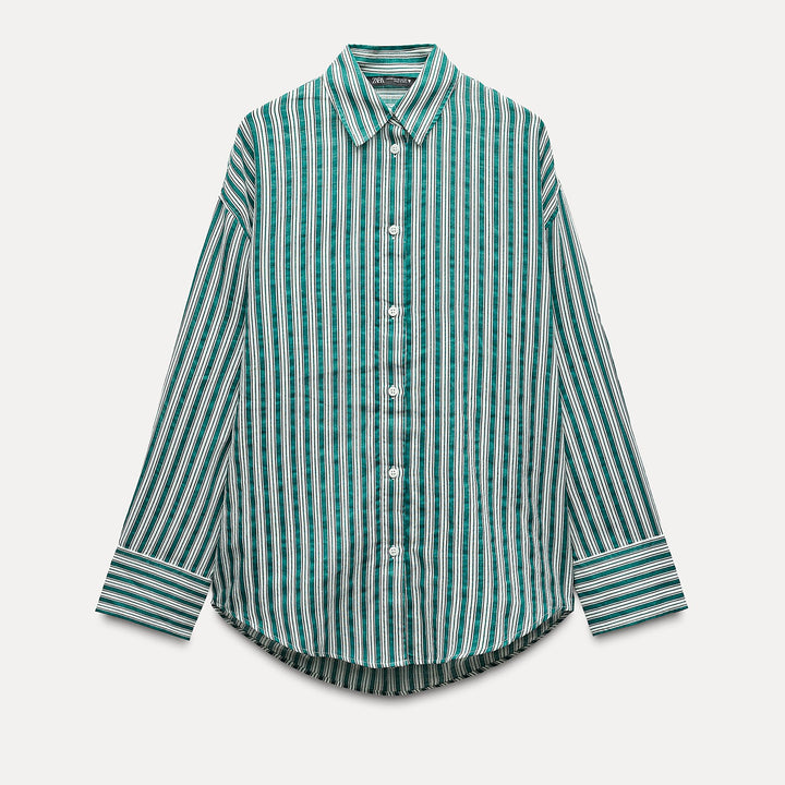 Moudda ZARA - Chemise ample en gaze rayée imprimée - Tunisie 1