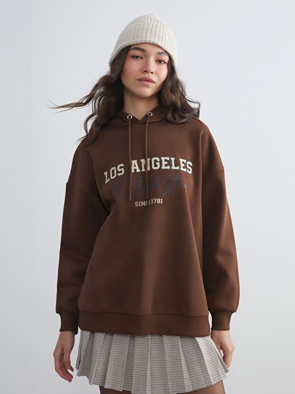 Moudda LC Waikiki - Tunique en jersey manches longues Femme Brun chocolat - Tunisie 1