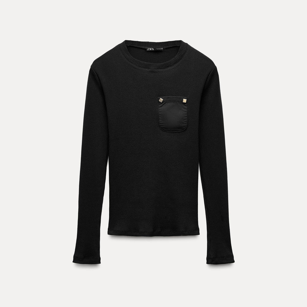 Moudda ZARA - Top Col Rond Manches Longues à Poche - Tunisie 2