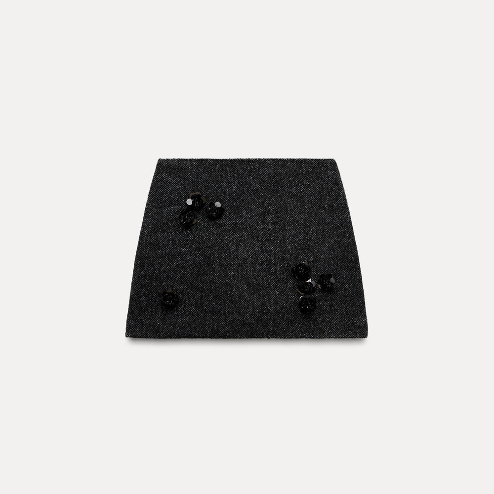 Moudda ZARA - Combinaison 536 jupe mini épi avec appliqués fleurs - Tunisie 2