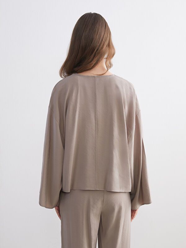 Moudda LC Waikiki - Tunique tissée manches longues Femme Gris fumé - Tunisie 4