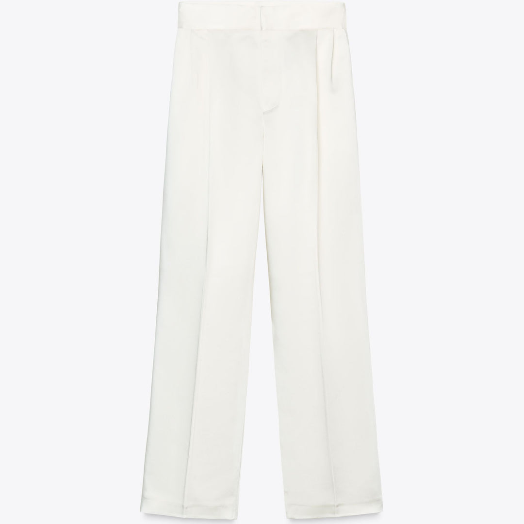 Moudda ZARA - Pantalon Satiné Bonded - Taille Haute & Plis Devant - Tunisie 1
