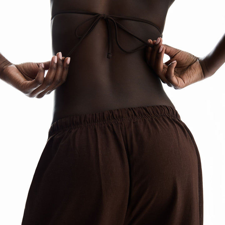 Moudda BERSHKA - Pantalon Lin - Détail Élastique Taille (Tall) - Tunisie 3