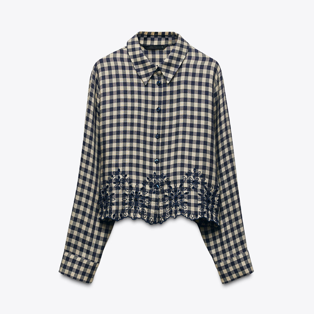 Moudda ZARA - Chemise - Carreau Vichy & Broderie - Tunisie 1