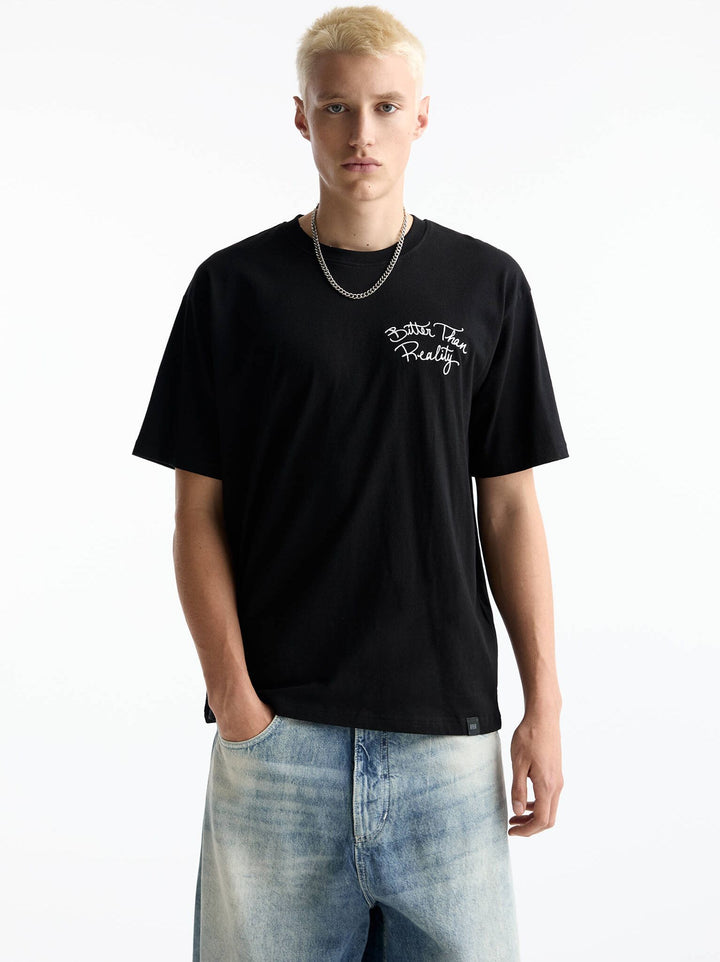 Moudda PULL & BEAR - T-Shirt Demi-Manches Brodé Poitrine - Tunisie 1