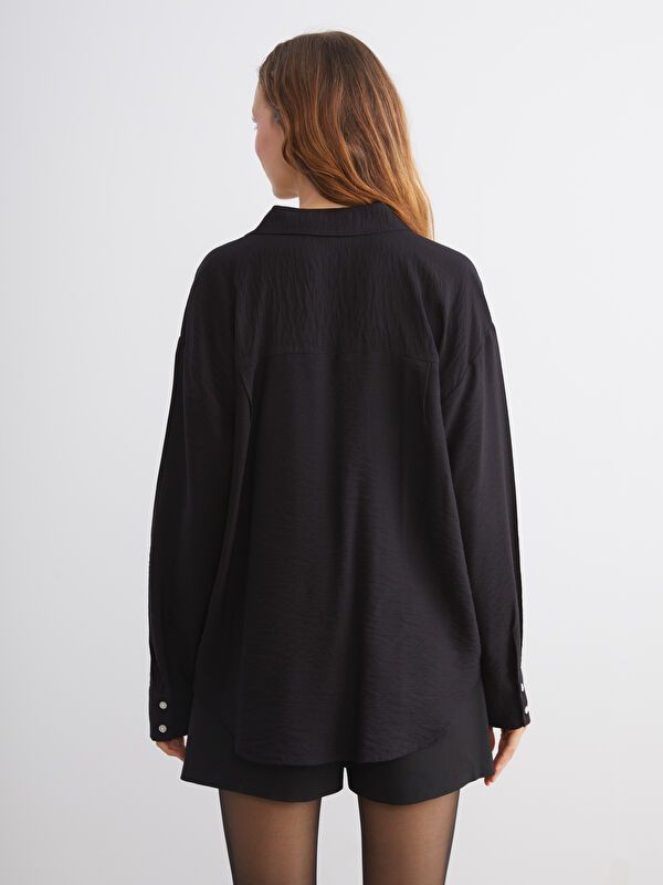 Moudda LC Waikiki - Chemise tissée manches longues Femme Noir - Tunisie 4