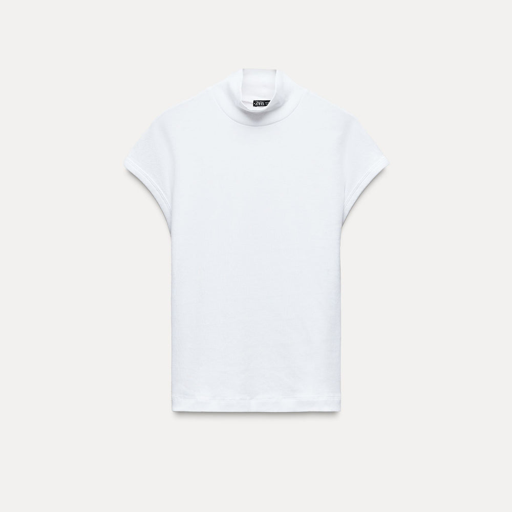 Moudda ZARA - T-shirt côtelé manches tombantes, col Perkins - Tunisie 2