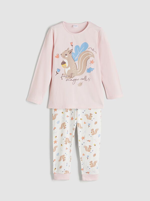 Moudda LC Waikiki - Pyjama en jersey manches longues moyen Fille Rose clair - Tunisie 1