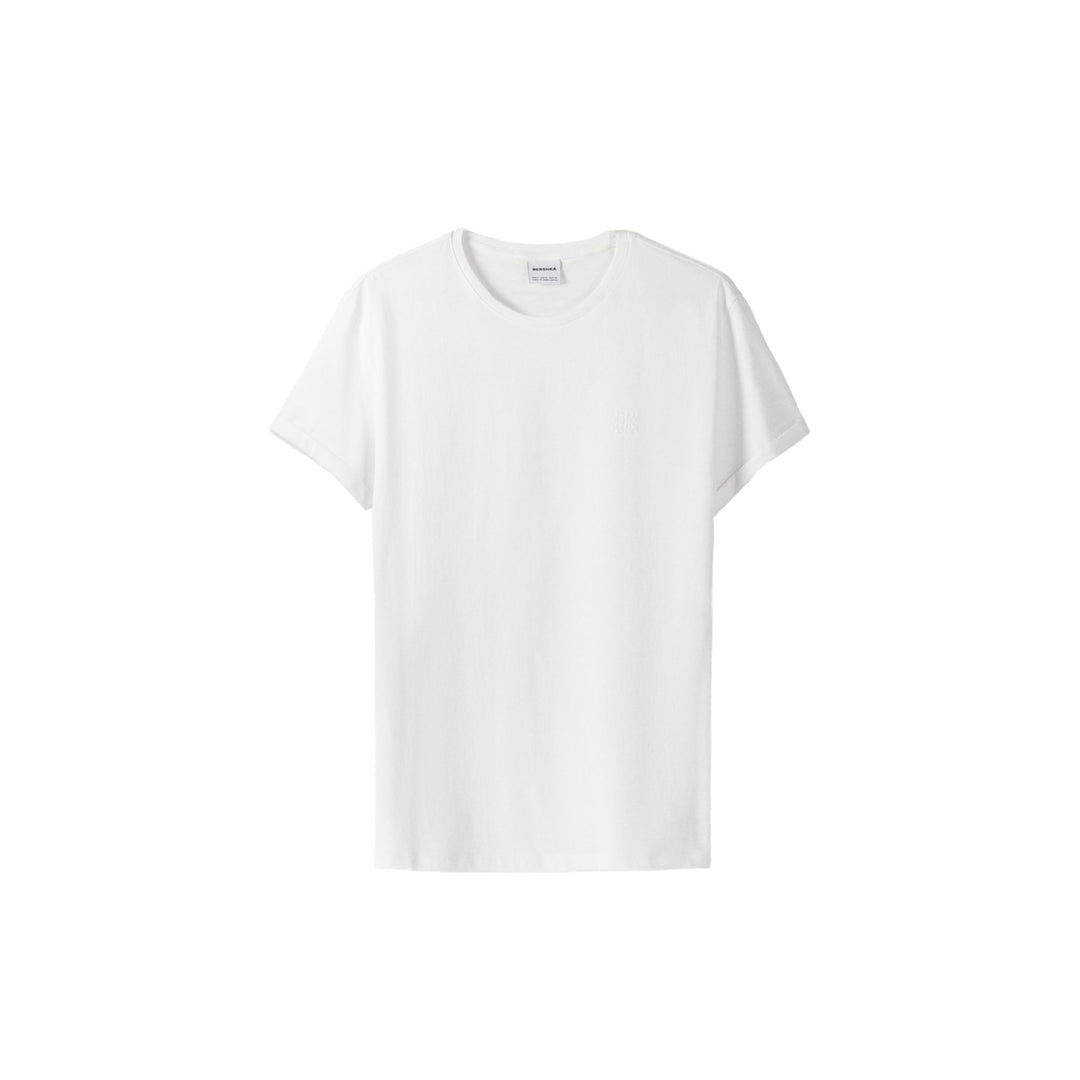 Moudda BERSHKA - T-shirt Muscle Fit Brodé Manches Retroussées - Tunisie 1