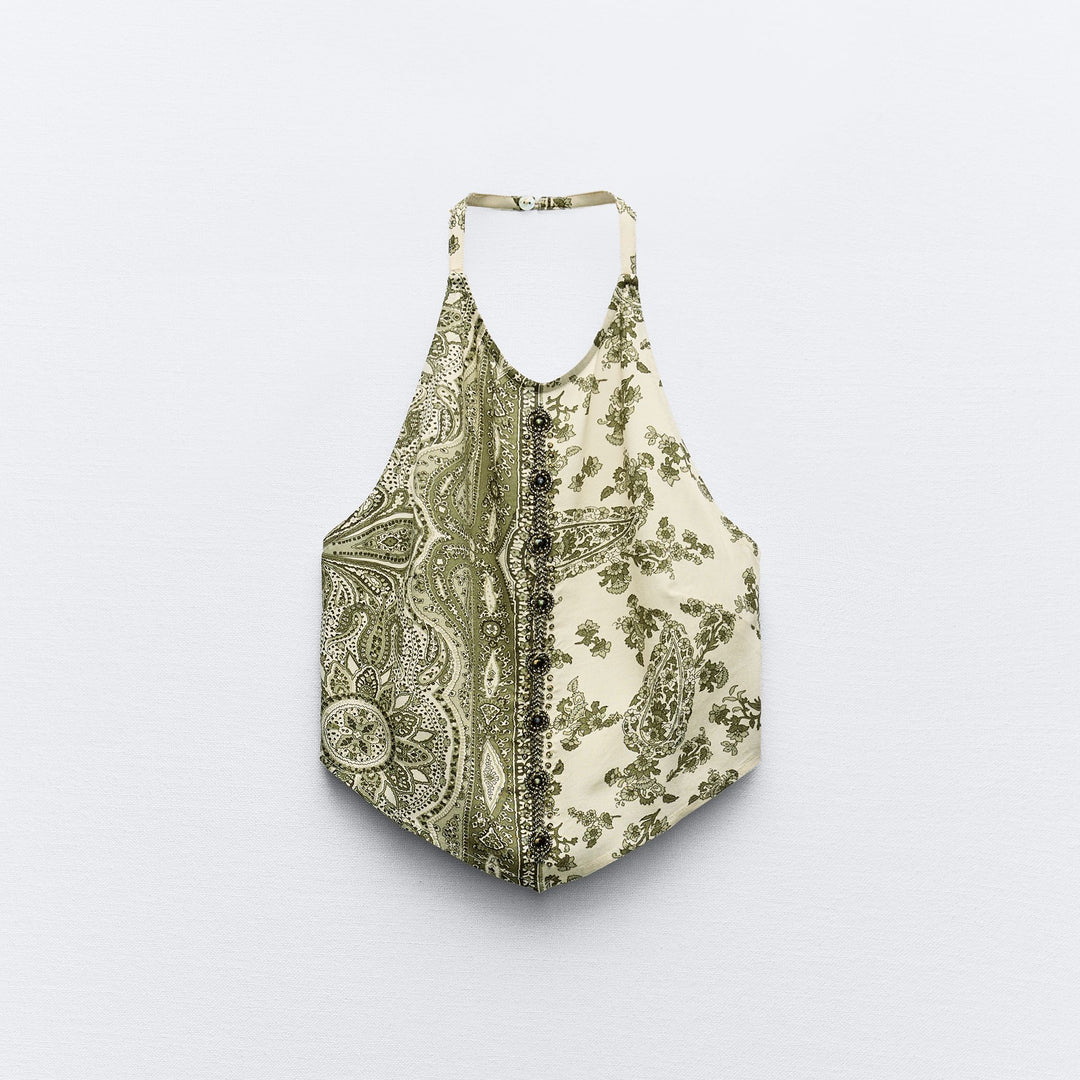 Moudda ZARA - Top col licou foulard imprimé paisley coordonné - Tunisie 2