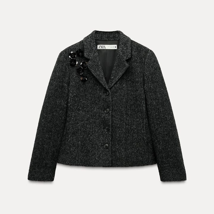 Moudda ZARA - Combinaison 536 veste mini épi avec appliqués fleurs - Tunisie 2