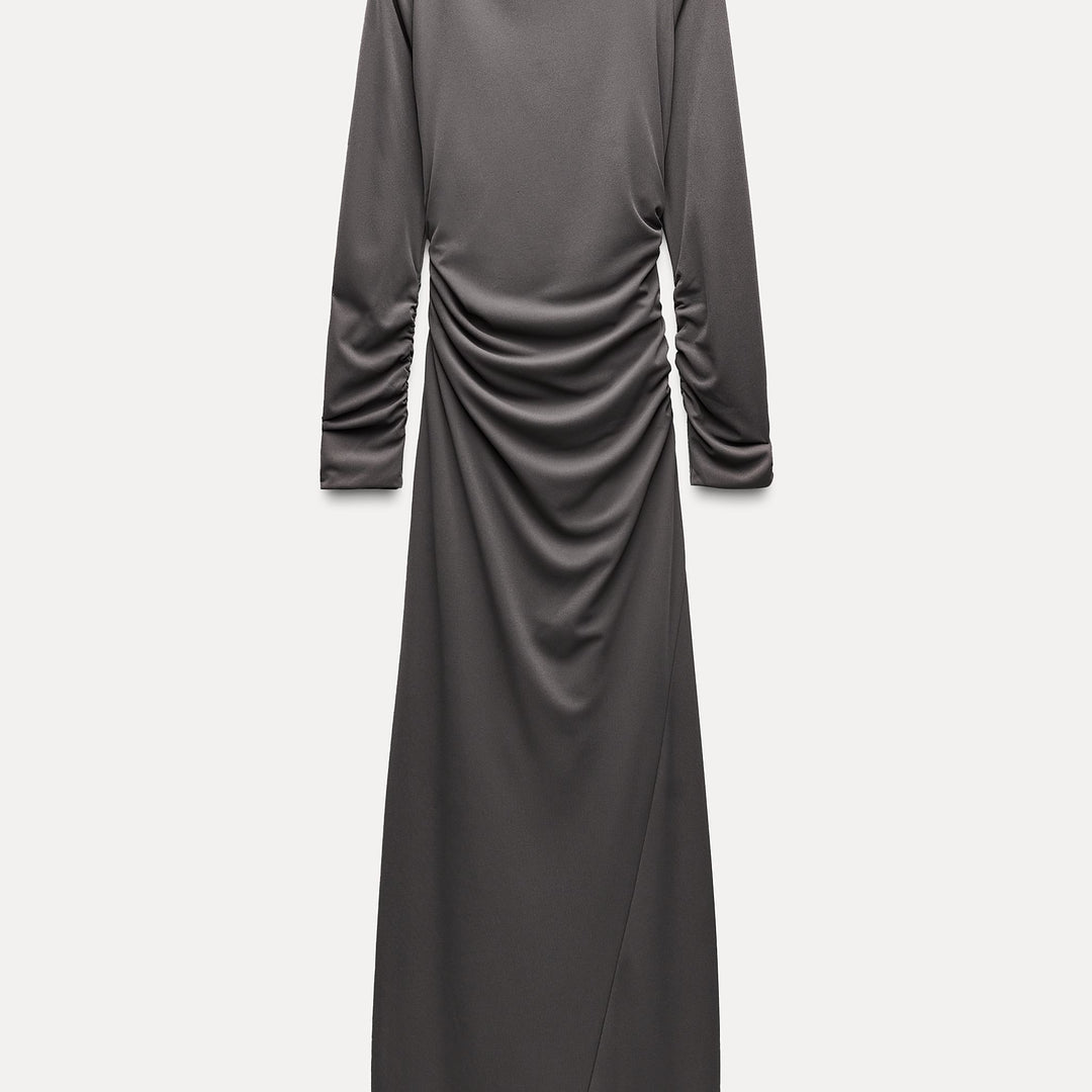 Moudda ZARA - Robe longue drapée maille manches longues froncée col haut - Tunisie 1