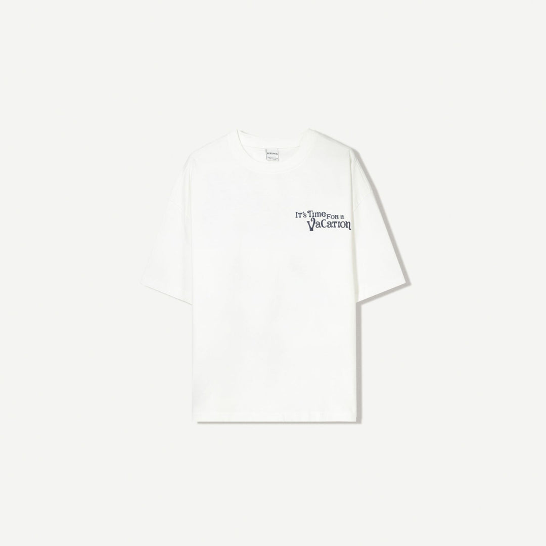 Moudda BERSHKA - T-Shirt Oversize - Col Rond & Graphique Vacation - Tunisie 1