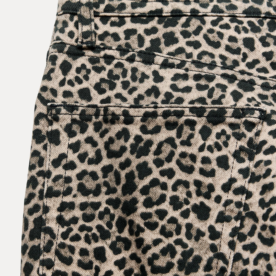 Moudda ZARA - Jean bootcut taille haute court imprimé animalier - Tunisie 5