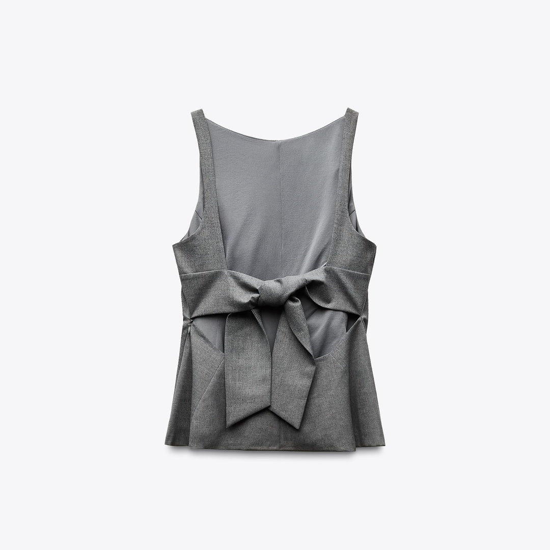 Moudda ZARA - Top Polyviscose Peplum - Nœud Dos - Tunisie 2