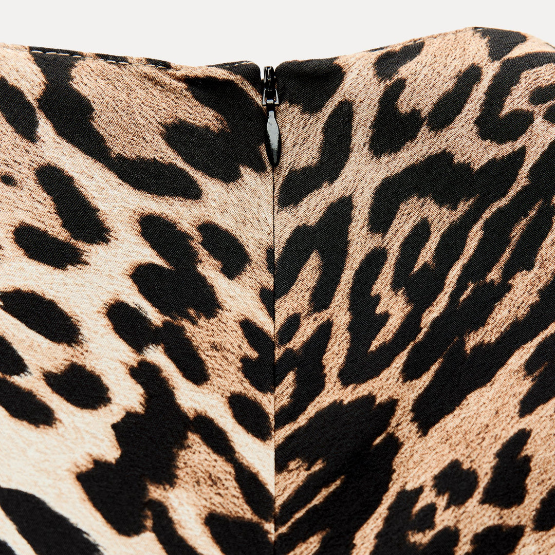 Moudda ZARA - Robe manches courtes coupes biais imprimé animalier - Tunisie 5