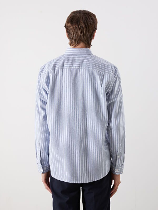 Moudda LC Waikiki - Chemise tissée rayée manches longues Homme Rayures bleues - Tunisie 4