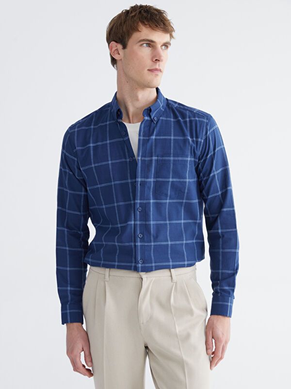 Moudda LC Waikiki - Chemise à carreaux manches longues en tissu pour Homme - Tunisie 1