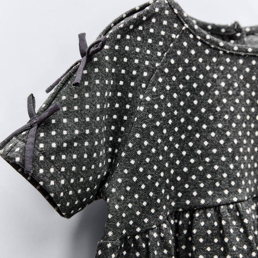 Moudda ZARA - Gris anthracite – robe jacquard appliqué petits nœuds - Tunisie 3