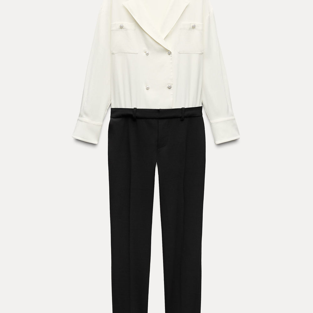 Moudda ZARA - Combinaison combinée chemise satin détail bouton strass - Tunisie 2