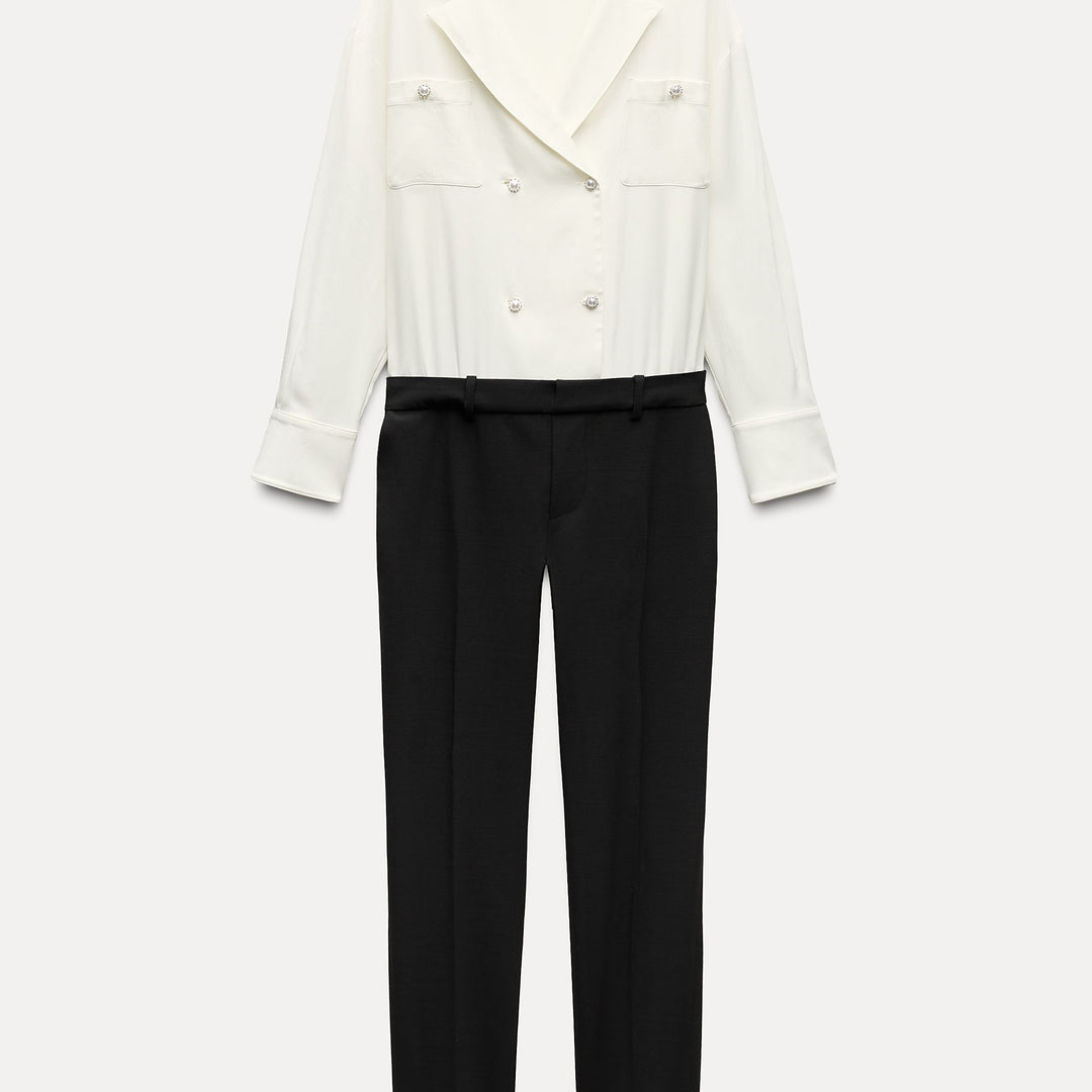 Moudda ZARA - Combinaison combinée chemise satin détail bouton strass - Tunisie 2