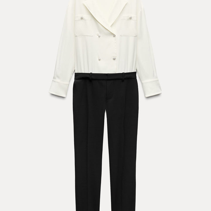 Moudda ZARA - Combinaison combinée chemise satin détail bouton strass - Tunisie 2