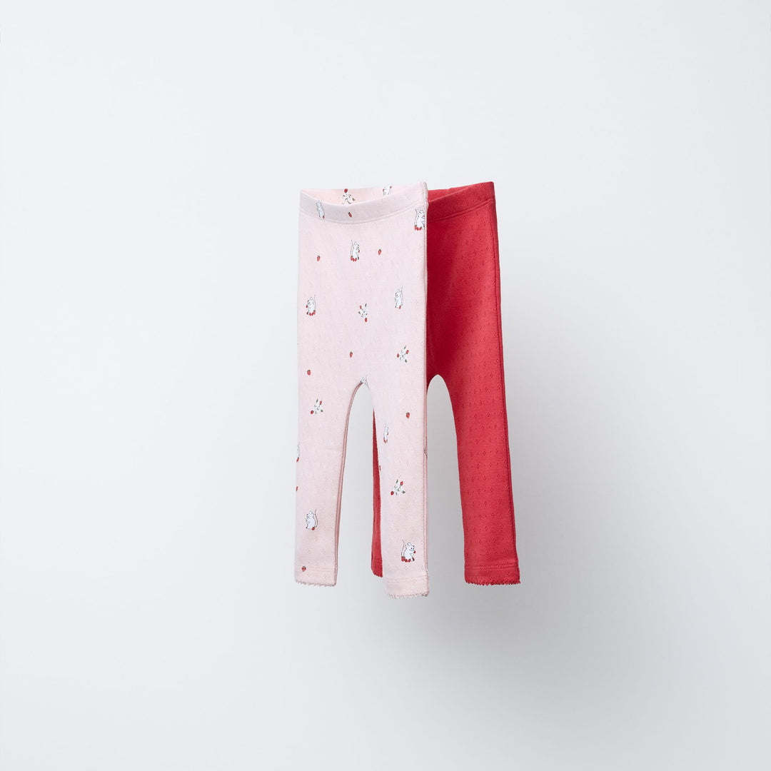 Moudda ZARA - Pack 2 Leggings Pointelle - Poussins & Souriceaux (6T) - Tunisie 1