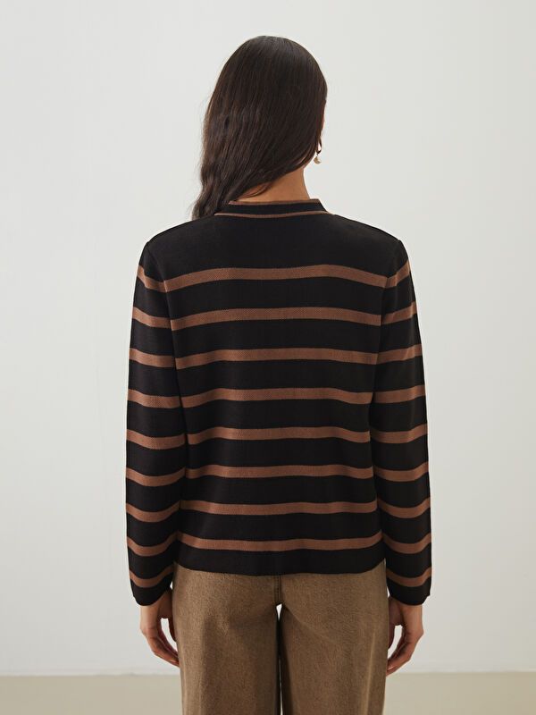 Moudda LC Waikiki - Cardigan en tricot Femme Rayures marron - Tunisie 4