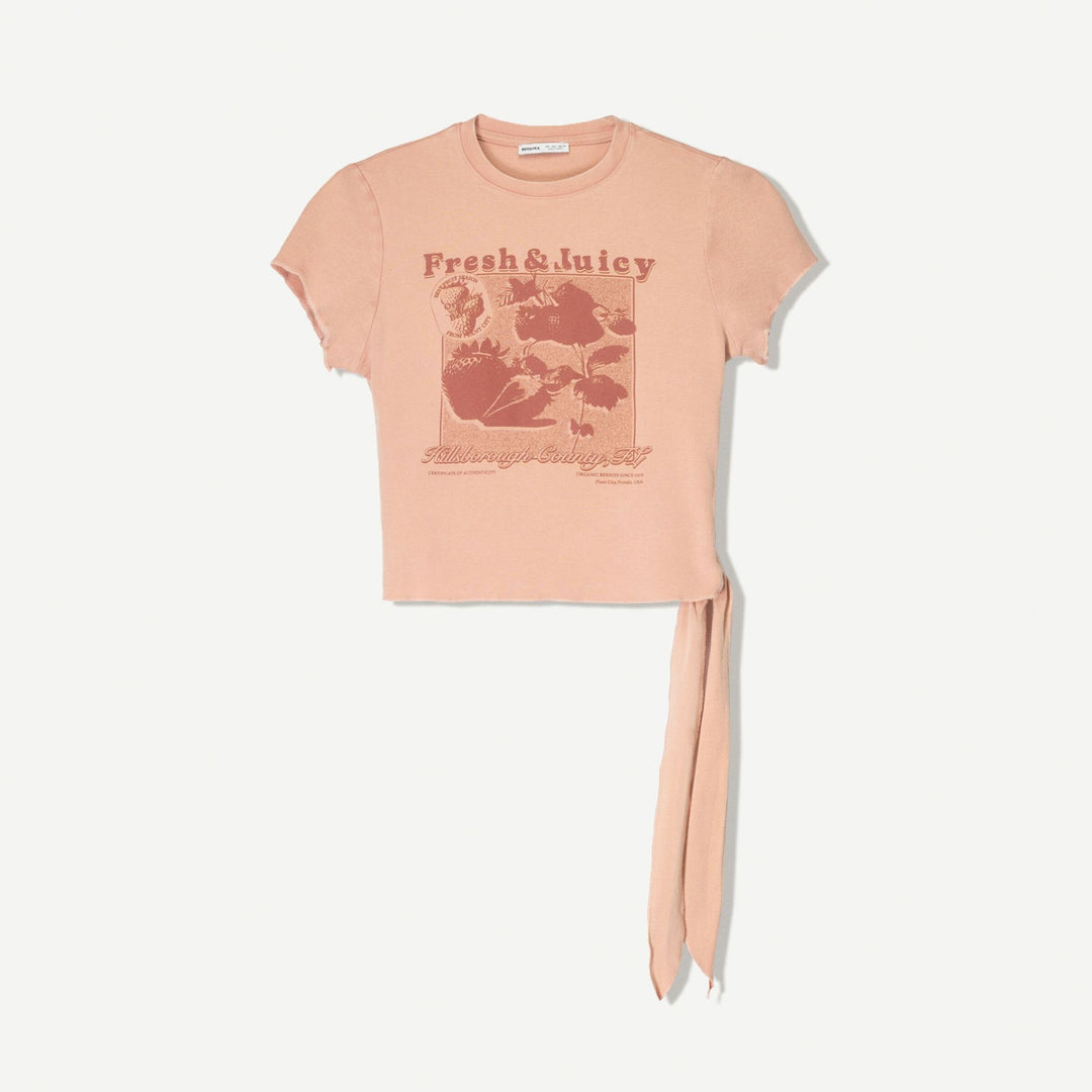 Moudda BERSHKA - T-Shirt - Imprimé Fruits & Nœud Latéral - Tunisie 1