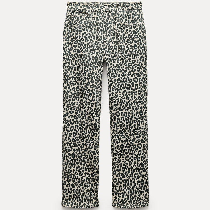 Moudda ZARA - Jean bootcut taille haute court imprimé léopard - Tunisie 2