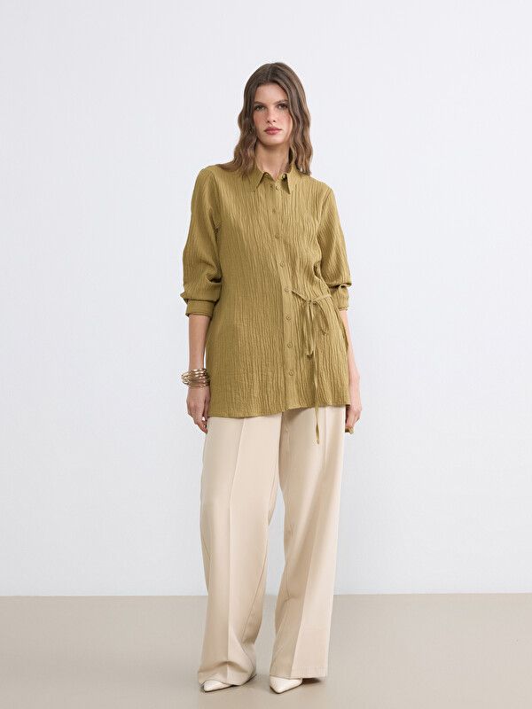 Moudda LC Waikiki - Tunique manches longues en tissu pour Femme couleur Vert olive - Tunisie 2