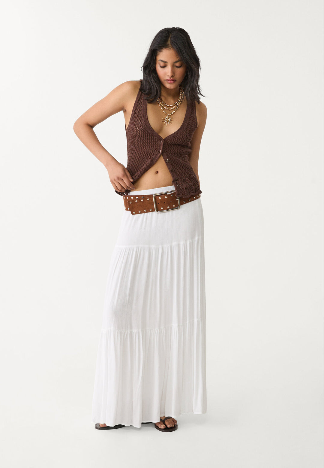 Top Dentelle - Boutons (Marron) - Tunisie2