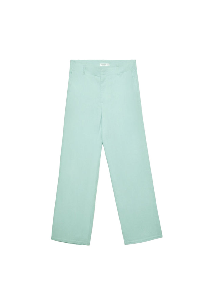 Pantalon Droit Fluide Lin - Turquoise - Tunisie1
