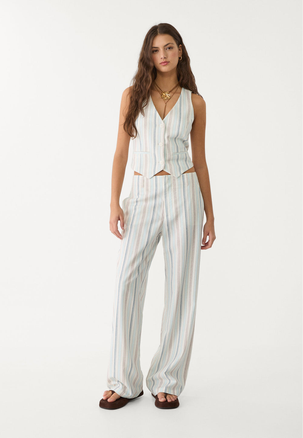 Pantalon Droit Fluide Lin - Imprimé - Tunisie2