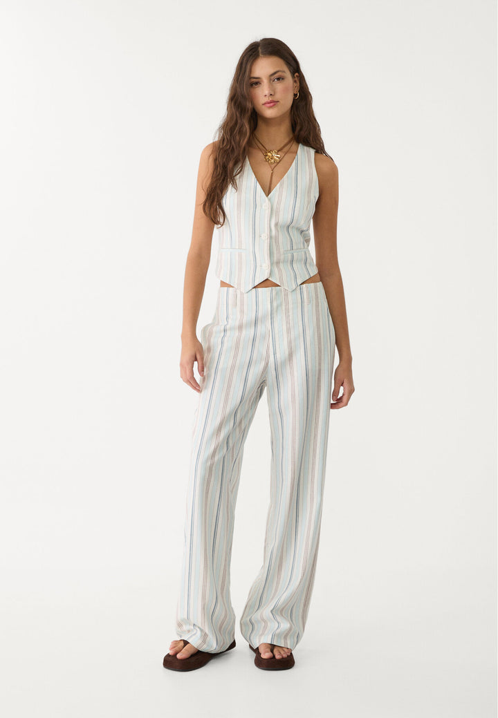 Pantalon Droit Fluide Lin - Imprimé - Tunisie2