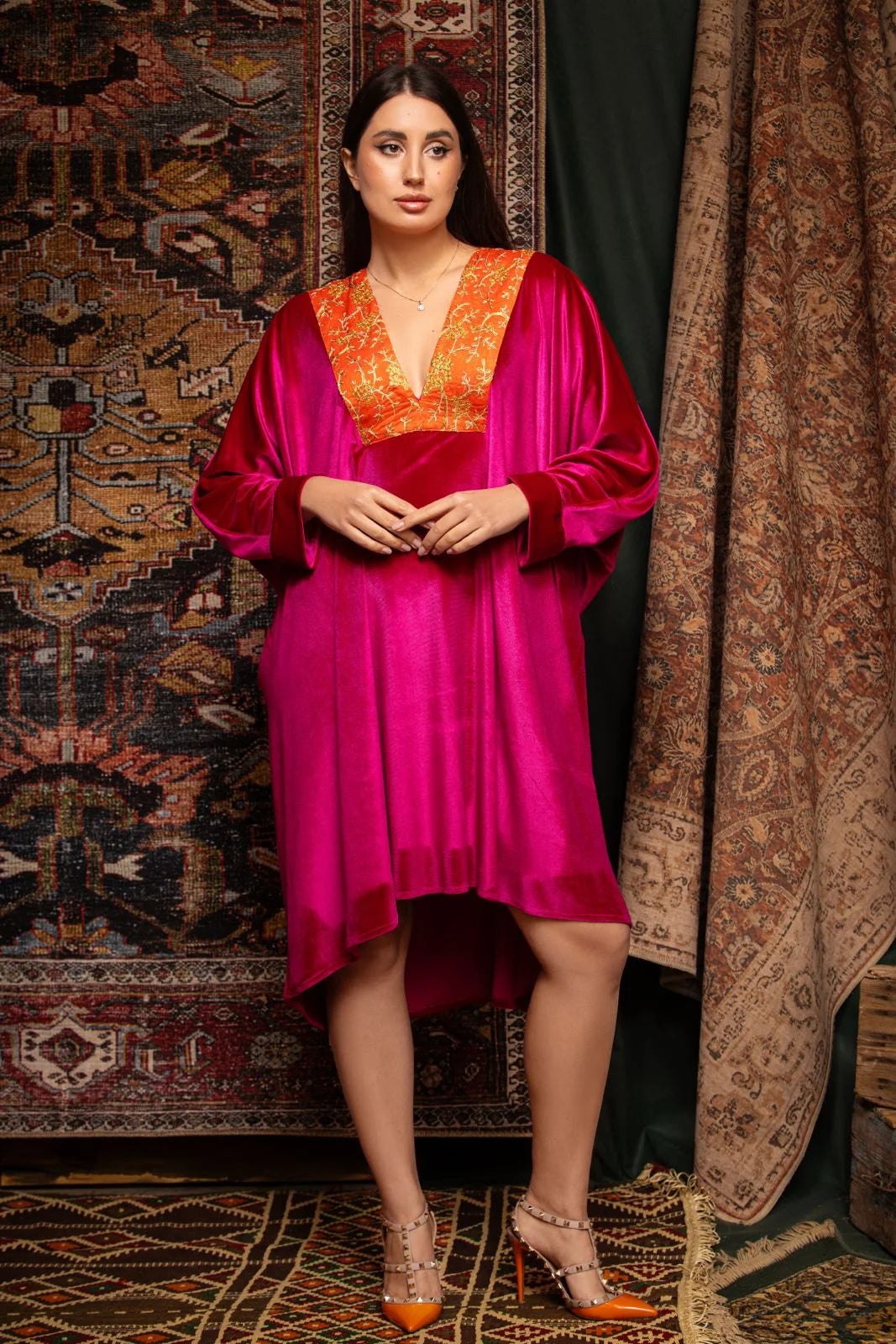 Mini caftan Azarine Fushia