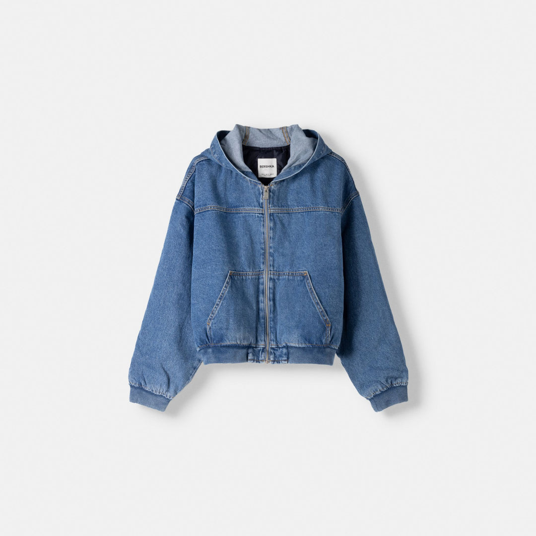 Moudda BERSHKA - Veste jean capuche détail worker - Tunisie 1