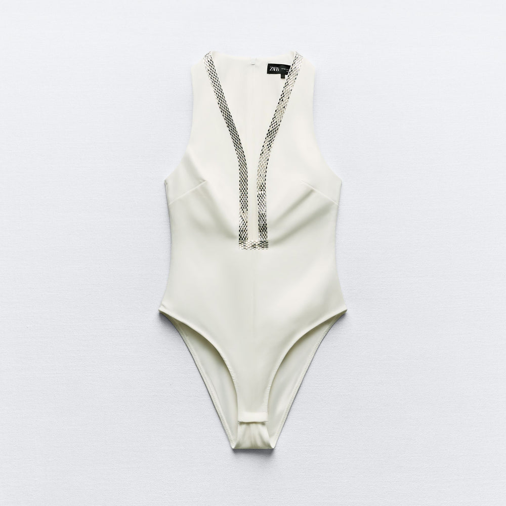 Moudda ZARA - Body extensible manches courtes encolure carrée brillante - Tunisie 2