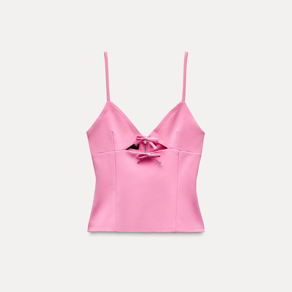 Moudda ZARA - Haut élastique bretelles décolleté en V, découpes, nœuds - Tunisie 2