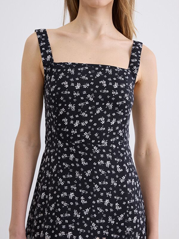 Moudda LC Waikiki - Robe manches courtes en tissu pour Femme couleur Noir imprimé - Tunisie 3