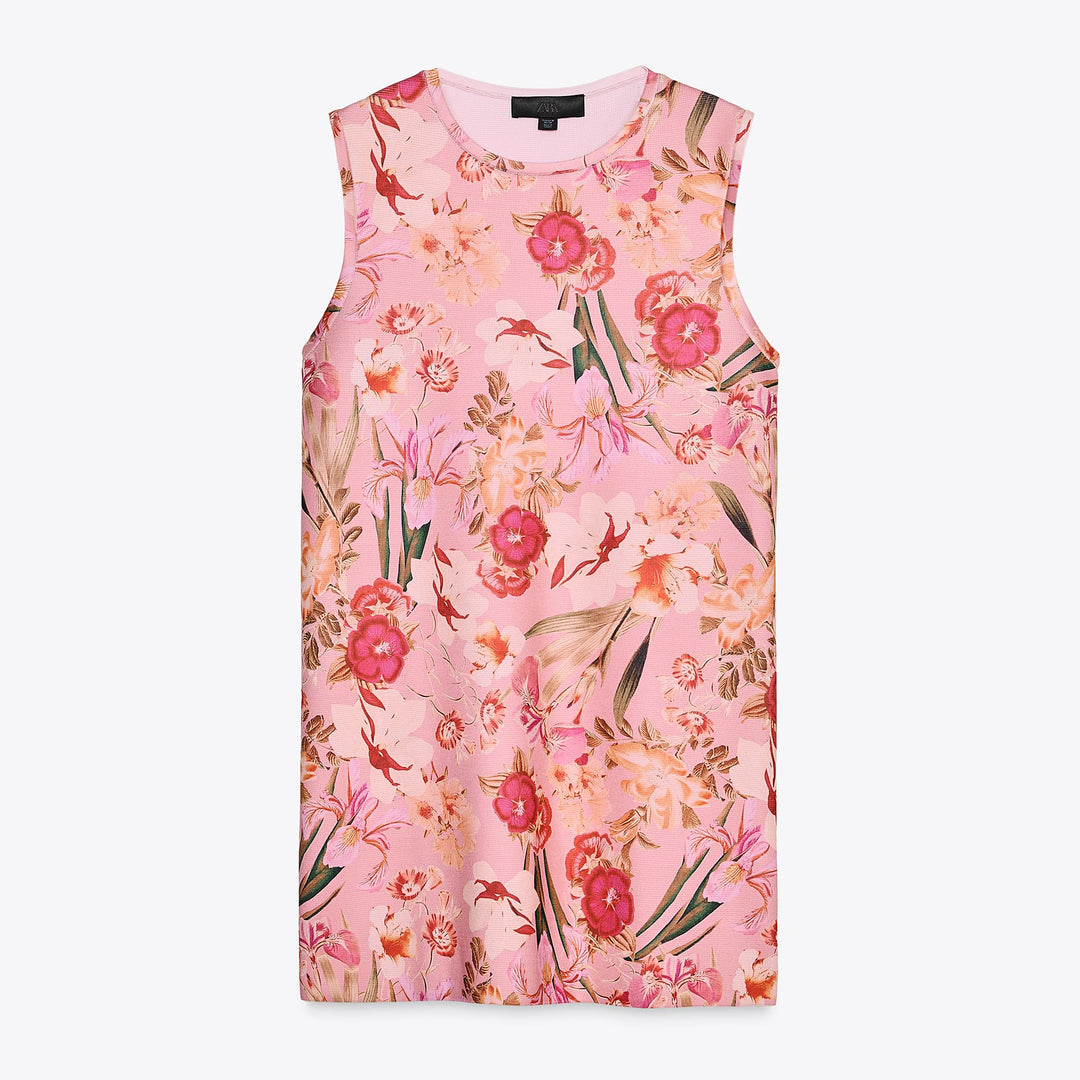 Moudda ZARA - Robe Courte - Col Caja, Manches Courtes & Imprimé Floral - Tunisie 1