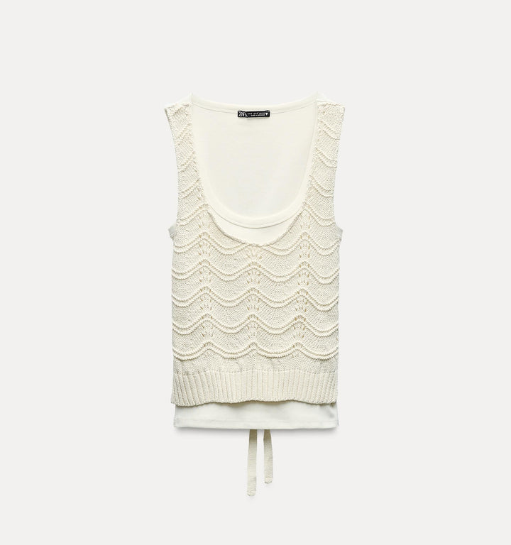 Moudda ZARA - T-shirt bretelles côtelé, gilet assorti - Tunisie 2