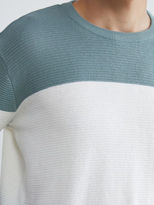 Moudda LC Waikiki - Pull rayé en tricot couleur Vert terne pour hommes - Tunisie 3