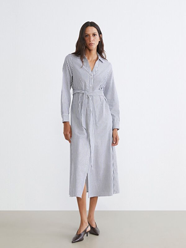 Moudda LC Waikiki - Robe manches longues en tissu pour Femme couleur Bleu marine - Tunisie 2